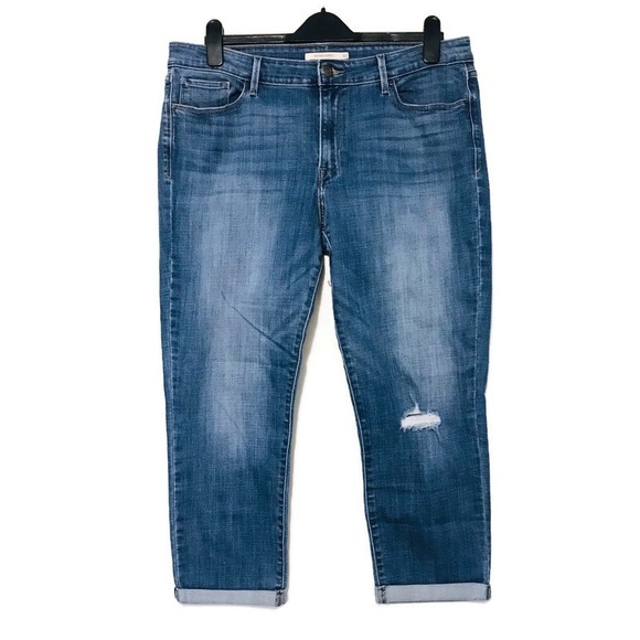 Levi’s Distressed Mid Rise Skinny Jeans Women’s Plus Size 33 16 Ripped Knee - Picture 1 of 8